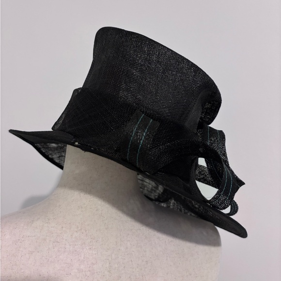 Black and Turquoise Statement Hat Kentucky Derby Hat Fascinator main image 9